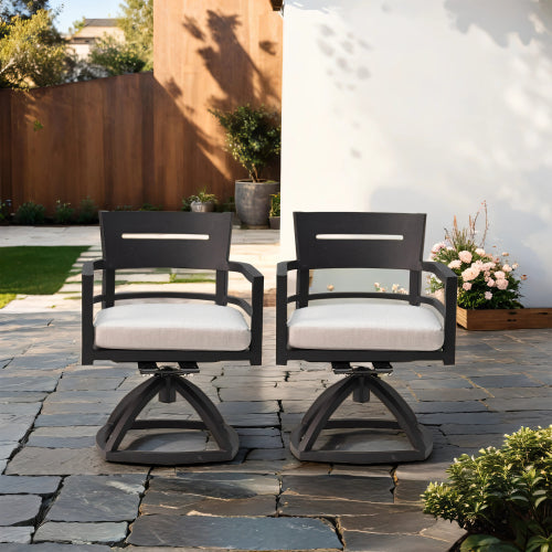 Aluminum Outdoor Patio Swivel Rockers with Plush Cushions (Set of 2)