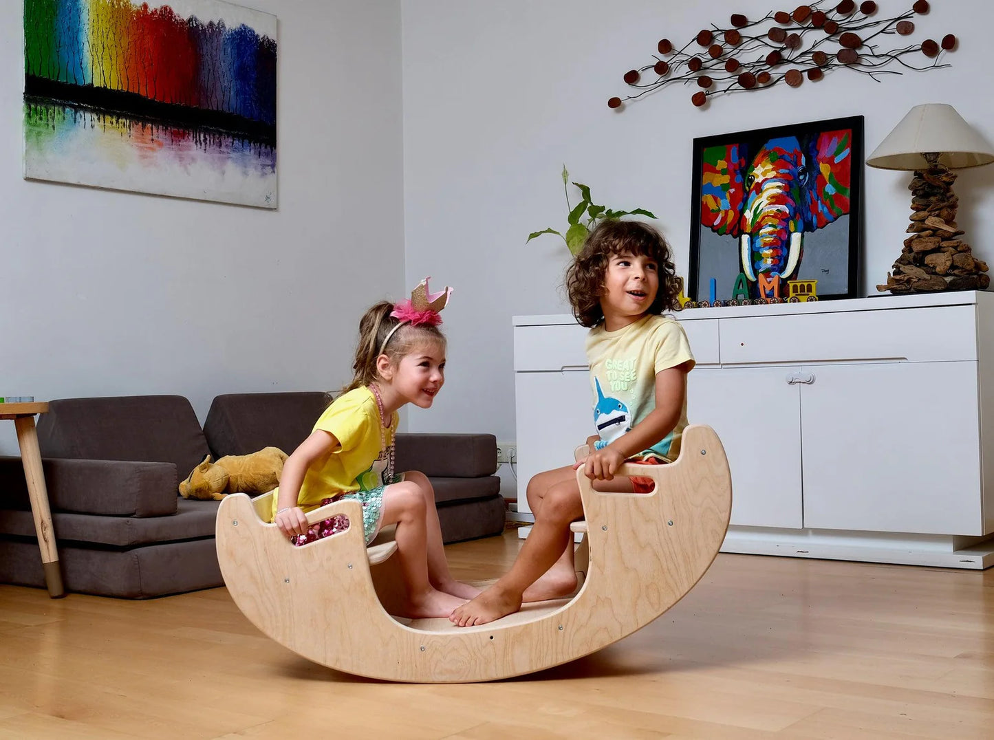 2in1 Montessori Wooden Seesaw and Table Chair Set - Oliver Ruffus