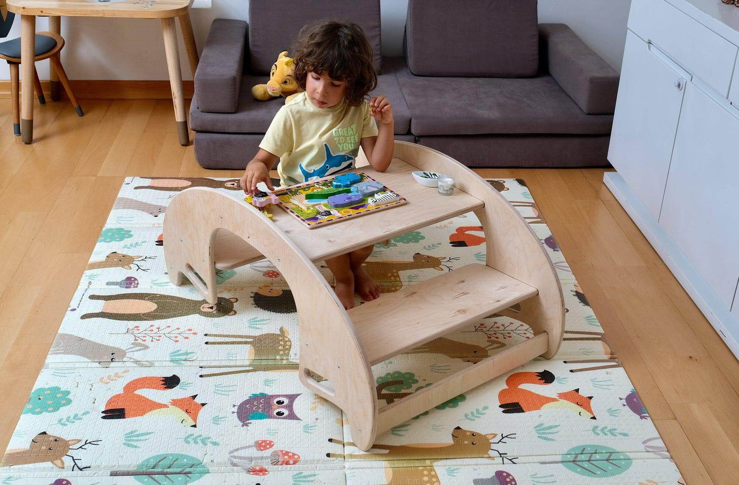 2in1-Montessori Wooden Seesaw-Table Chair Set