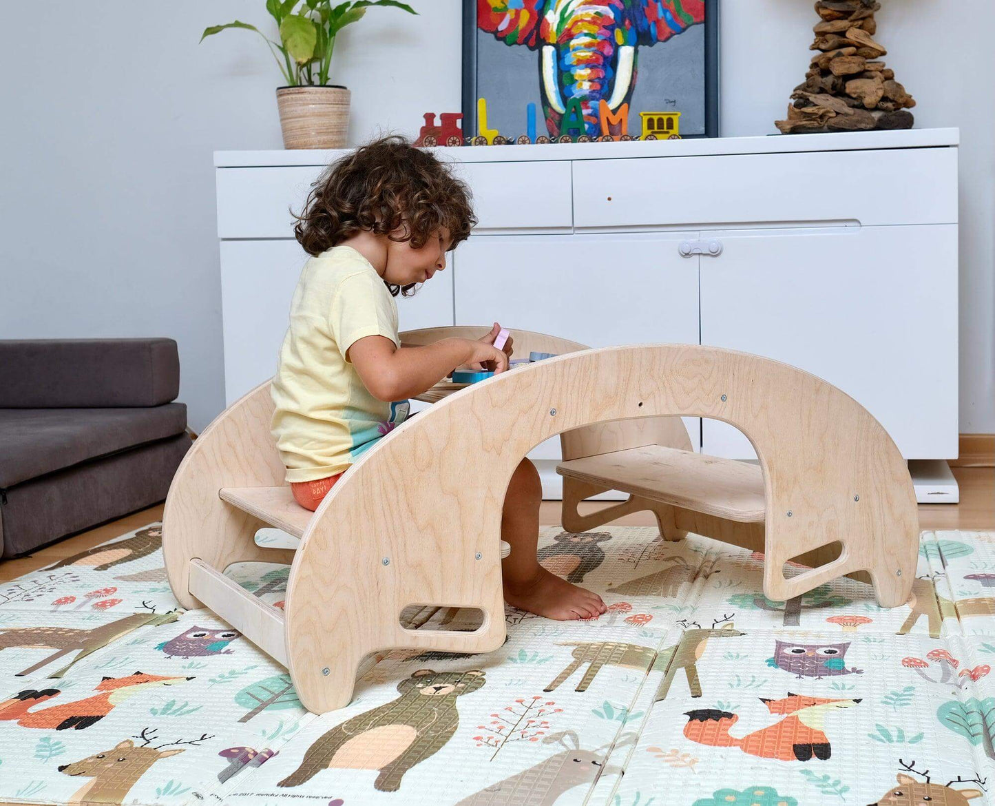 2in1-Montessori Wooden Seesaw-Table Chair Set