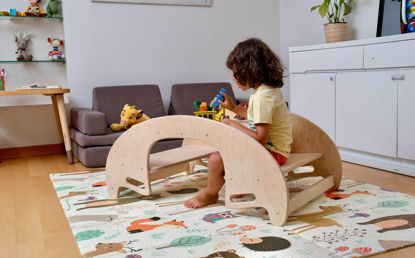 2in1-Montessori Wooden Seesaw-Table Chair Set