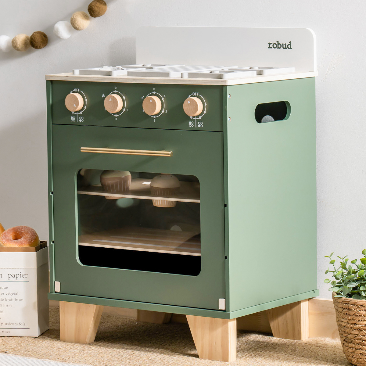 Vintage Green Wooden Play Oven