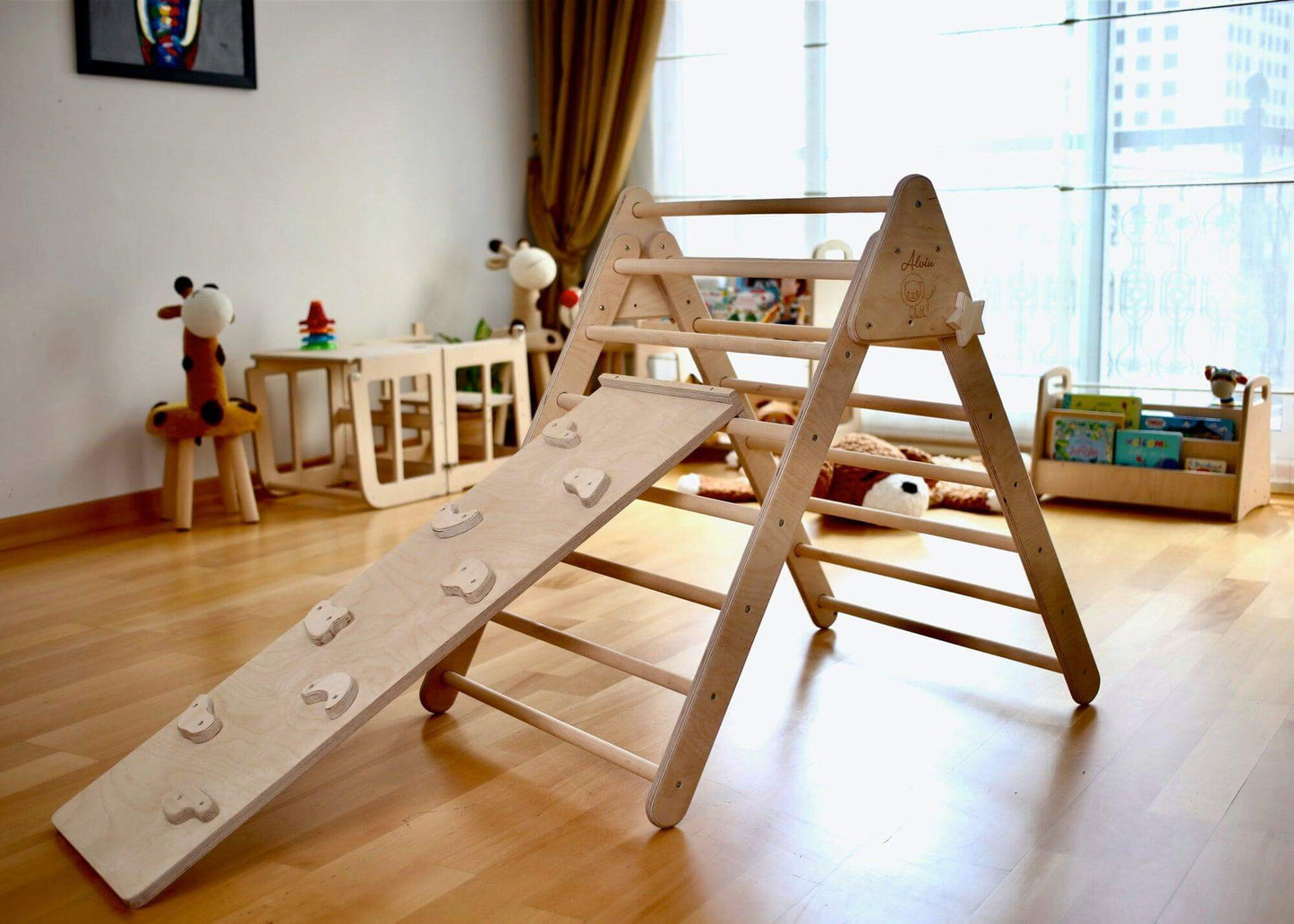 Montessori Climbing Set (3 Pieces)| Pikler Triangle, Climbing Arch & Ramp