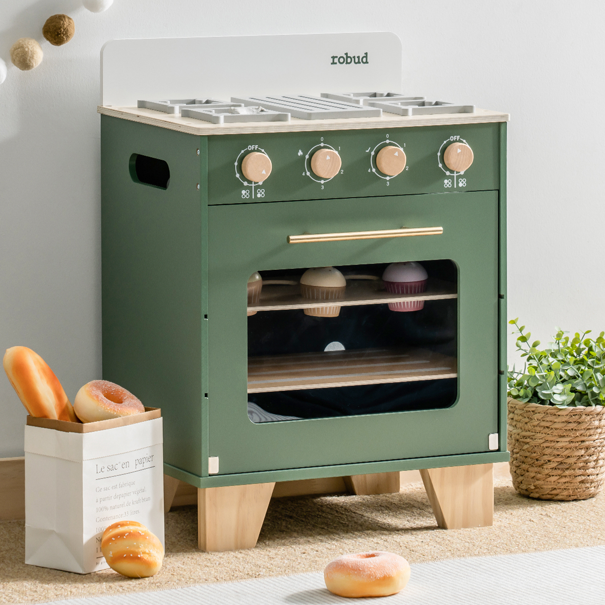 Vintage Green Wooden Play Oven