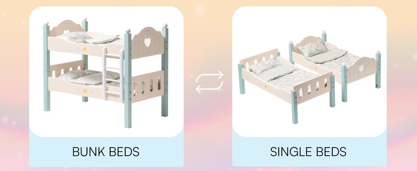 Doll Bunk Bed, Single Beds | Blue - Oliver Ruffus