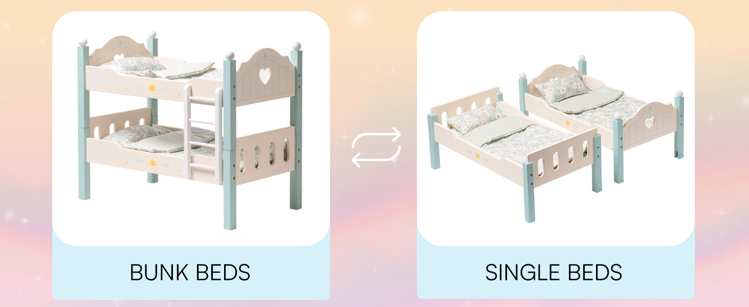 Doll Bunk Bed, Single Beds | Blue - Oliver Ruffus