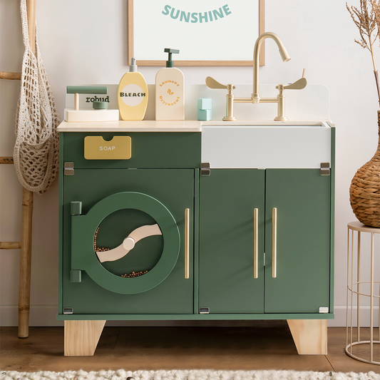 Vintage Green Wooden Play Washing Machine