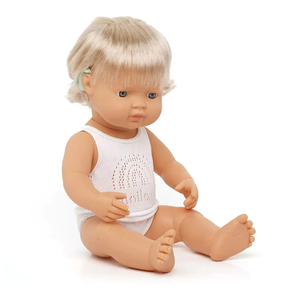 Baby Doll Caucasian Girl with hearing device 15''