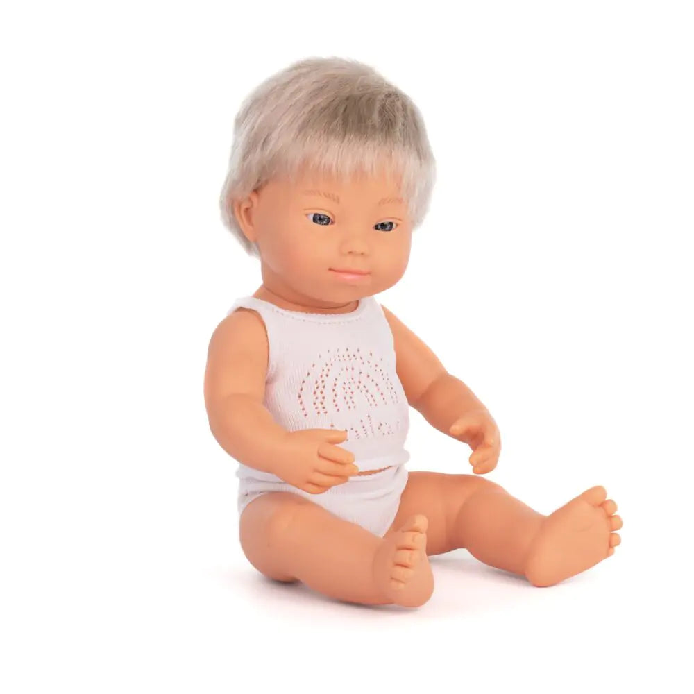 Baby Doll Caucasian Blond boy with Down Syndrome 15"