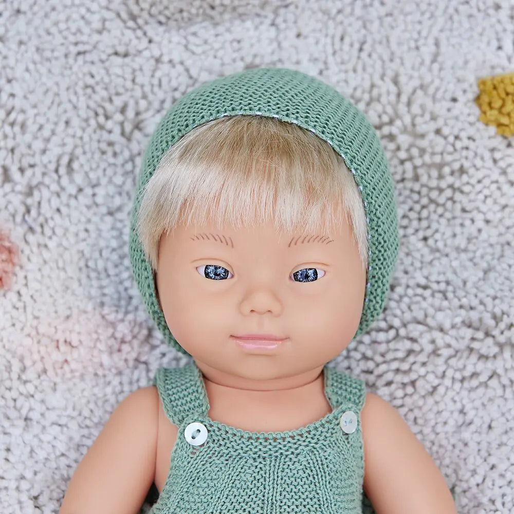 Baby Doll Caucasian Blond boy with Down Syndrome 15"