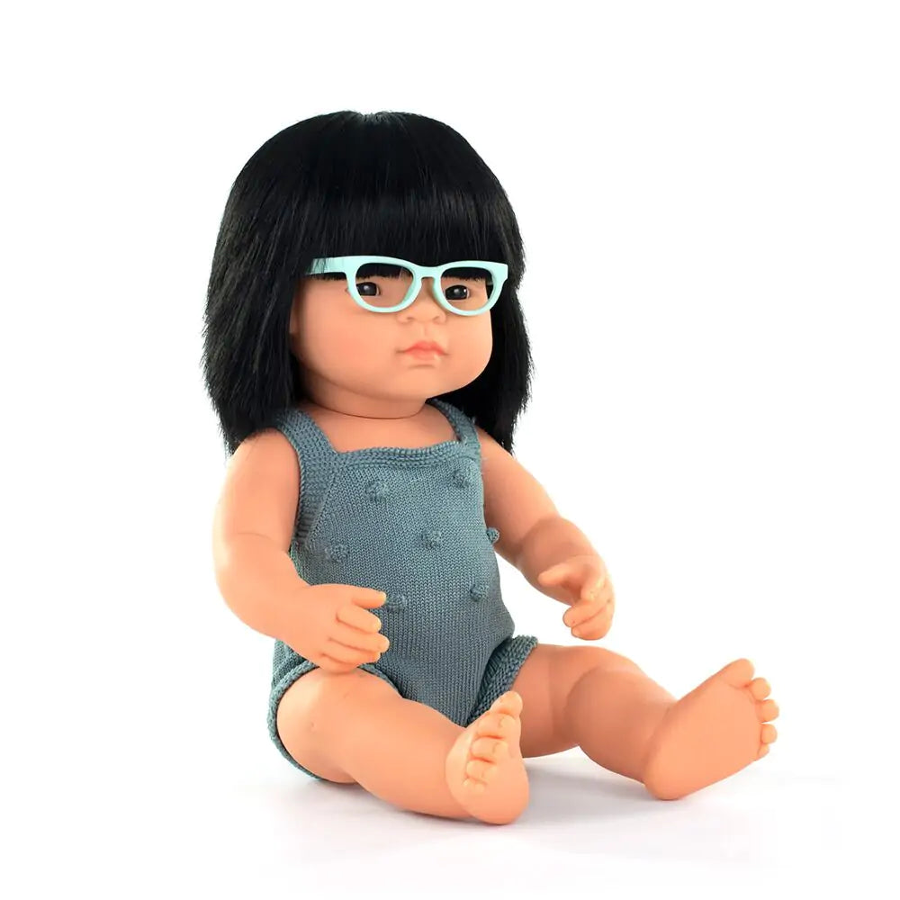 Baby Doll Asian Girl with Glasses 15" Colourful Edition