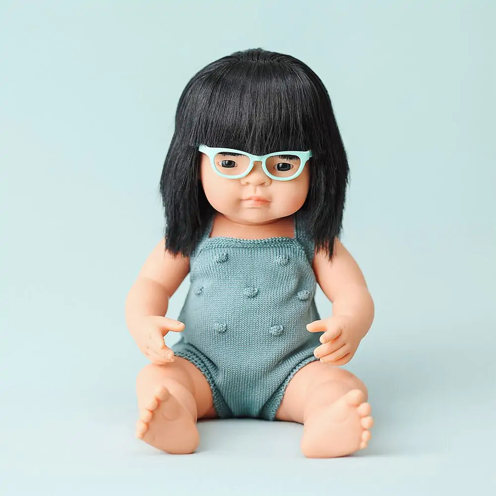 Baby Doll Asian Girl with Glasses 15" Colourful Edition