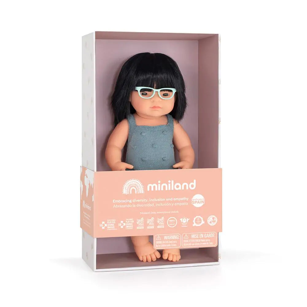 Baby Doll Asian Girl with Glasses 15" Colourful Edition