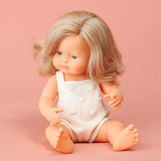 Doll caucasian dark blonde girl 15" Colourful Edition