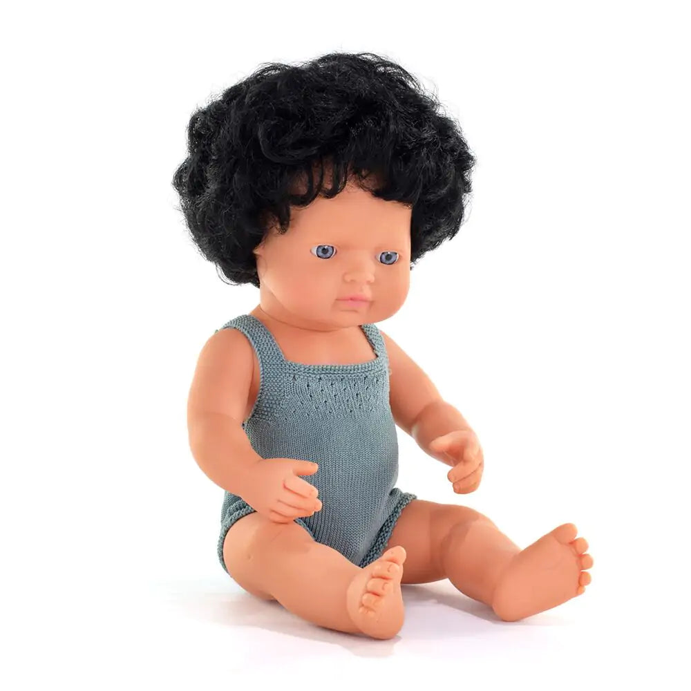 Doll caucasian curly black hair 15" Colourful Edition