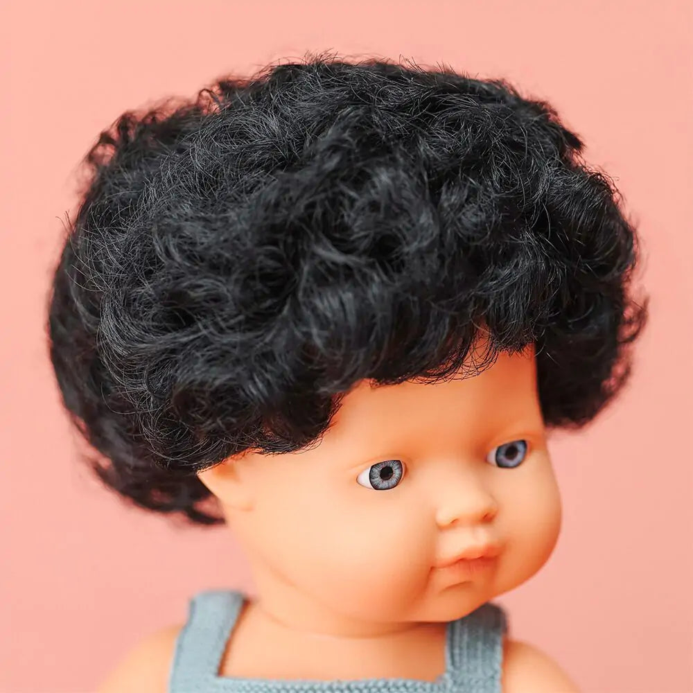 Doll caucasian curly black hair 15" Colourful Edition