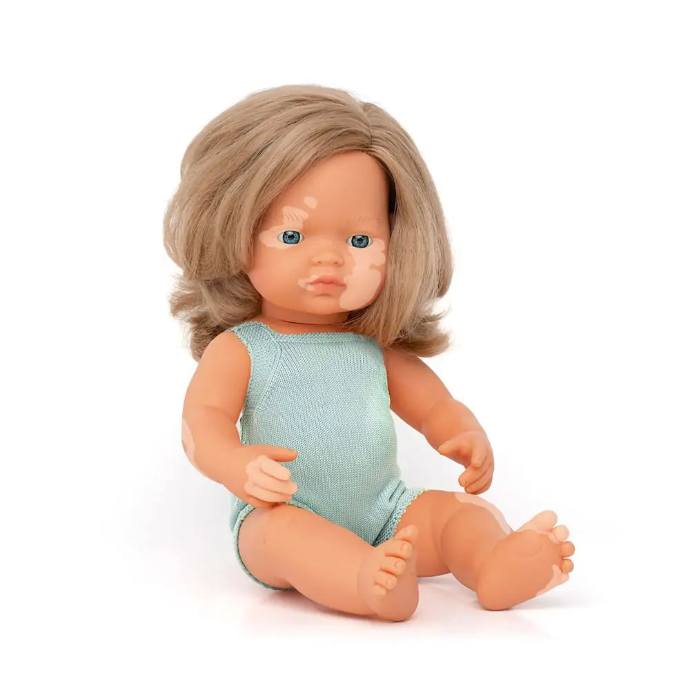 Doll caucasian dark blonde girl vitiligo 15" Colourful Edition