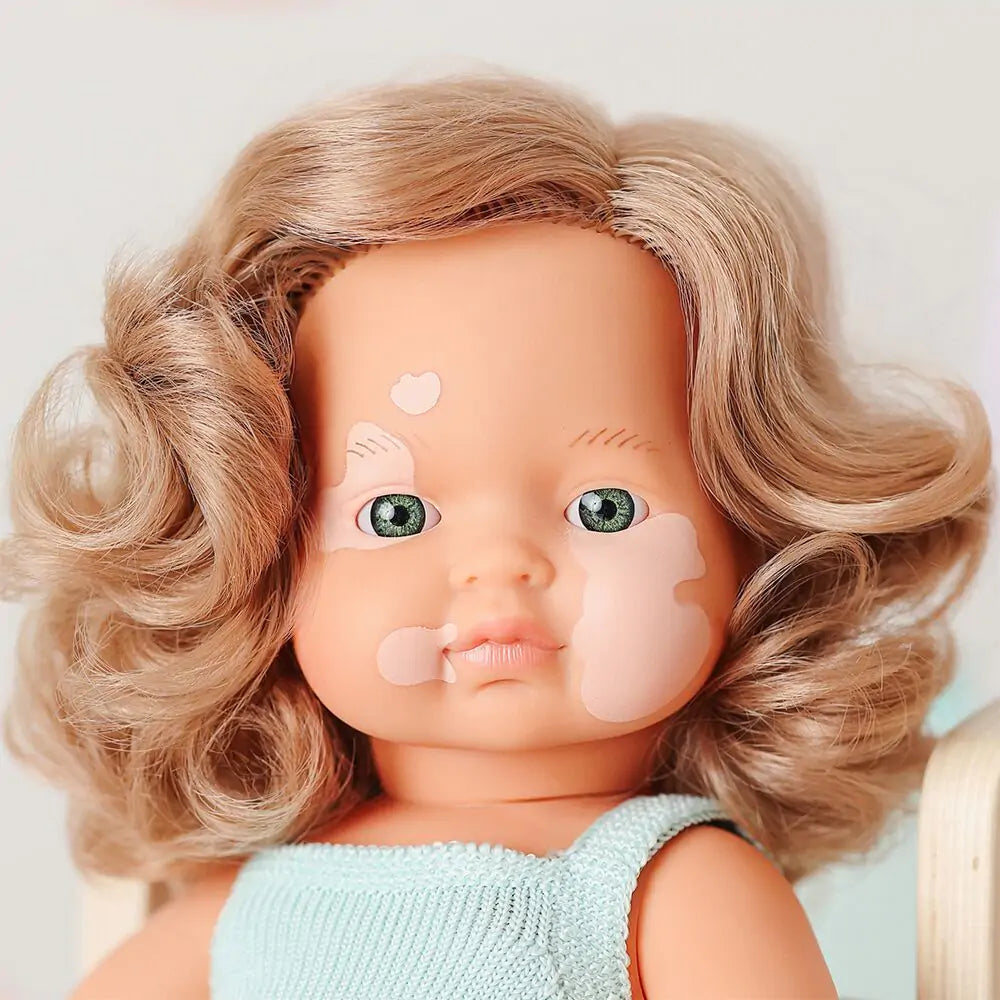 Doll caucasian dark blonde girl vitiligo 15" Colourful Edition