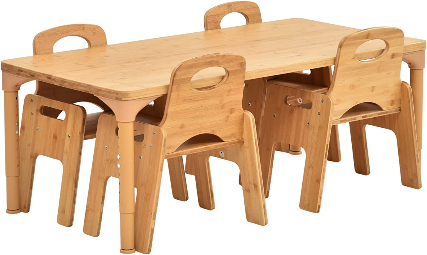 Adrian - Bamboo Toddler Table and Chair 5 Piece Set