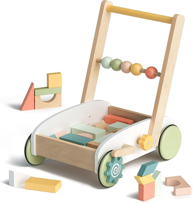 Baby Push Walker Toy with Blocks