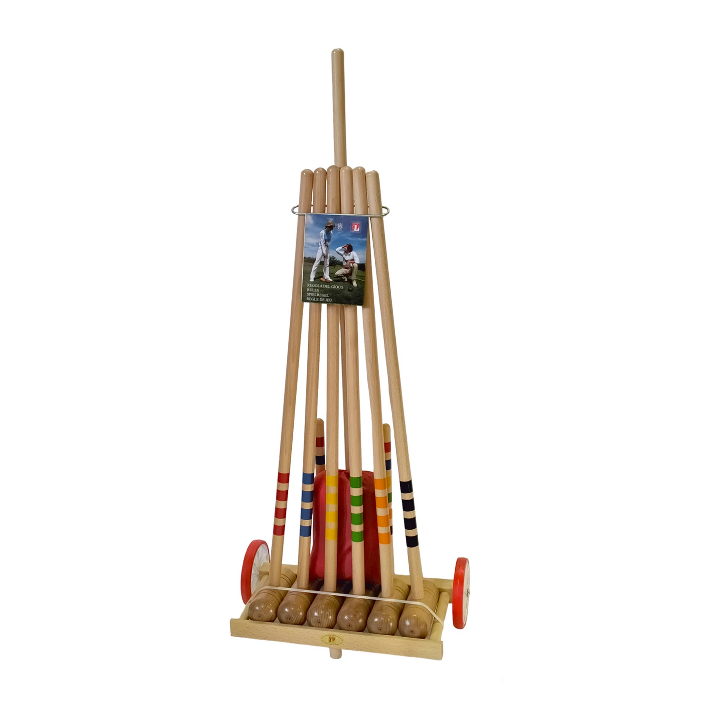 6-Player Croquet Set with Wooden Trolley