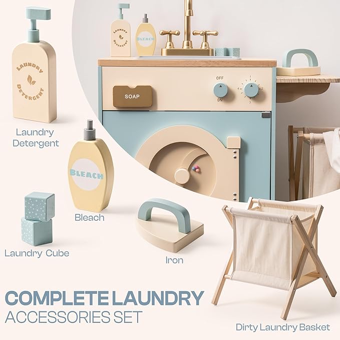 Tiffany Classic Wooden Laundry Set | Blue - Oliver Ruffus