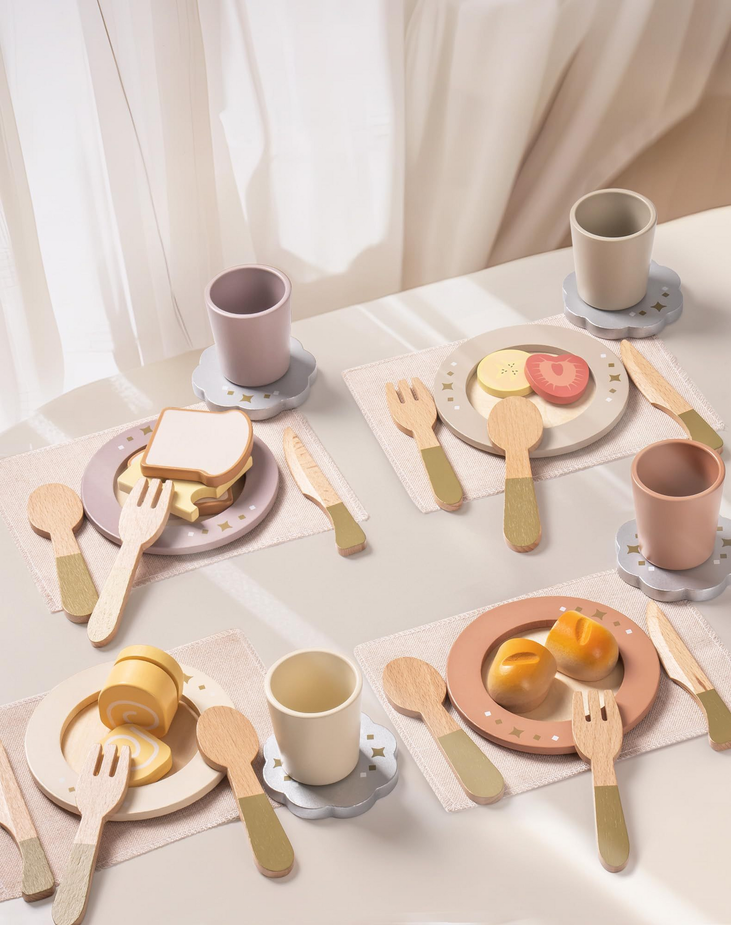 Wooden Play Dishes Set | 4 settings