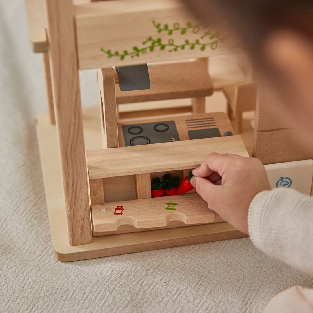 Green Dollhouse With Furniture