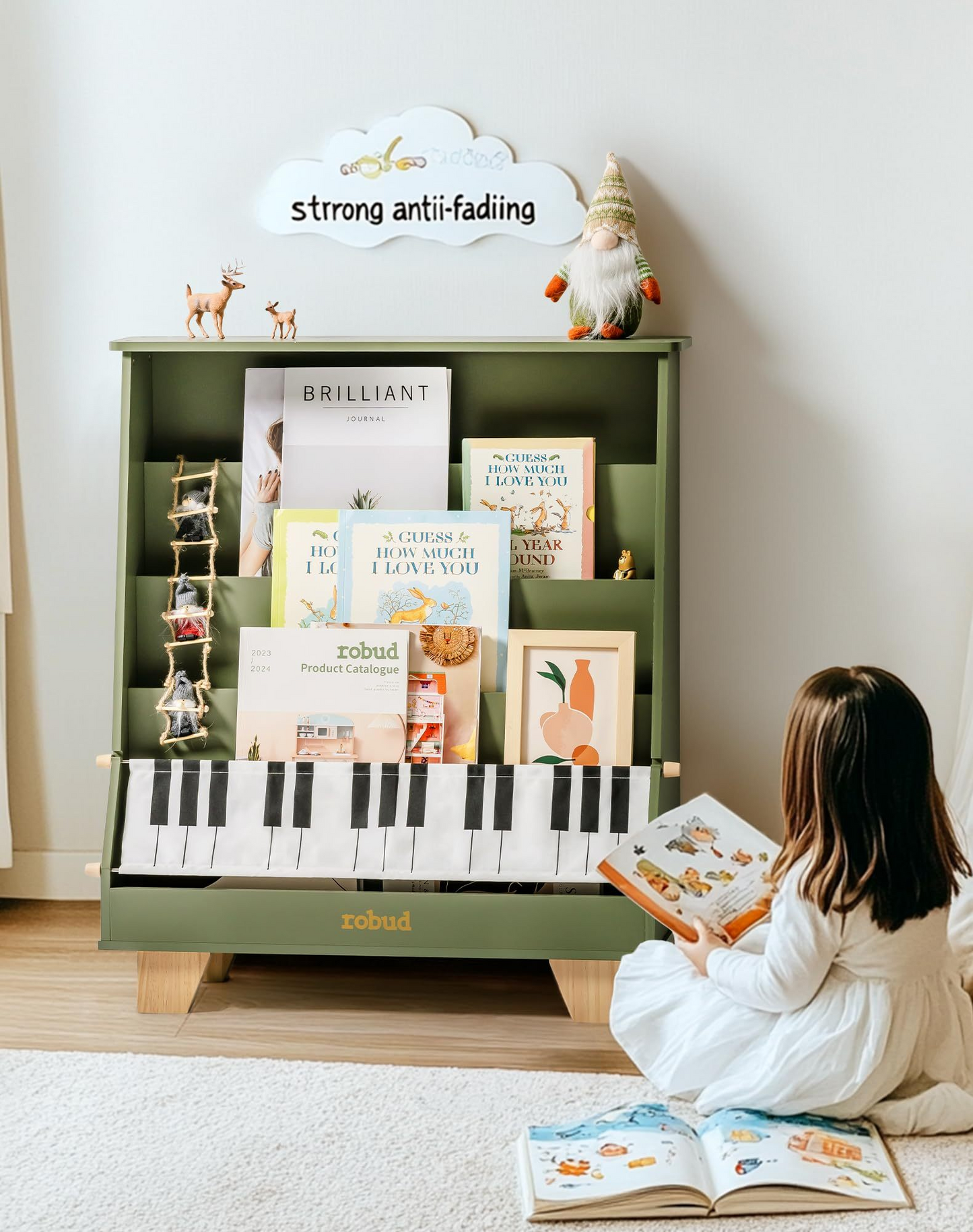 Wooden Kids Bookshelf - Piano