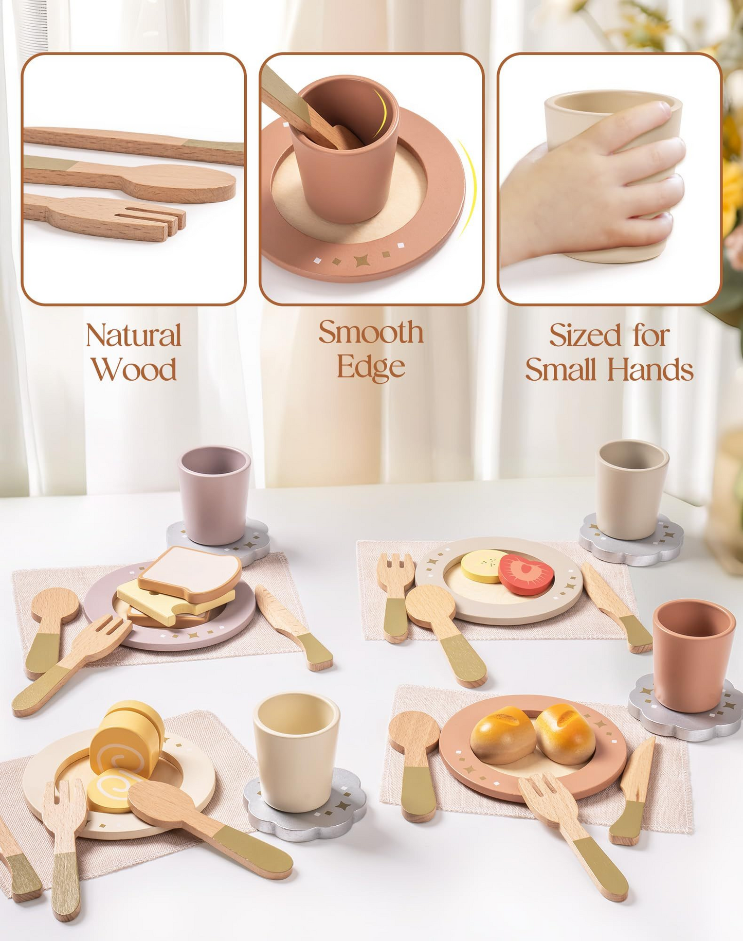 Wooden Play Dishes Set | 4 settings