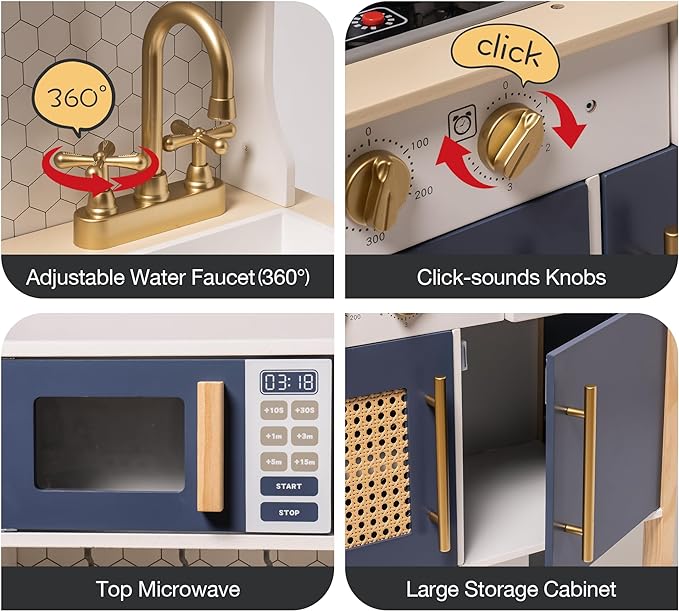 Grow With Me Adjustable Height Kitchen | Blue - Oliver Ruffus