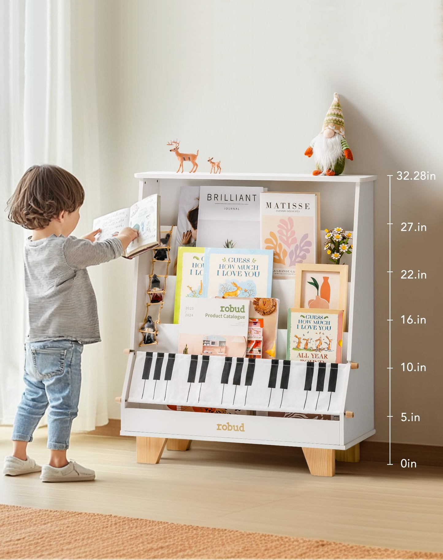 Wooden Kids Bookshelf - Piano