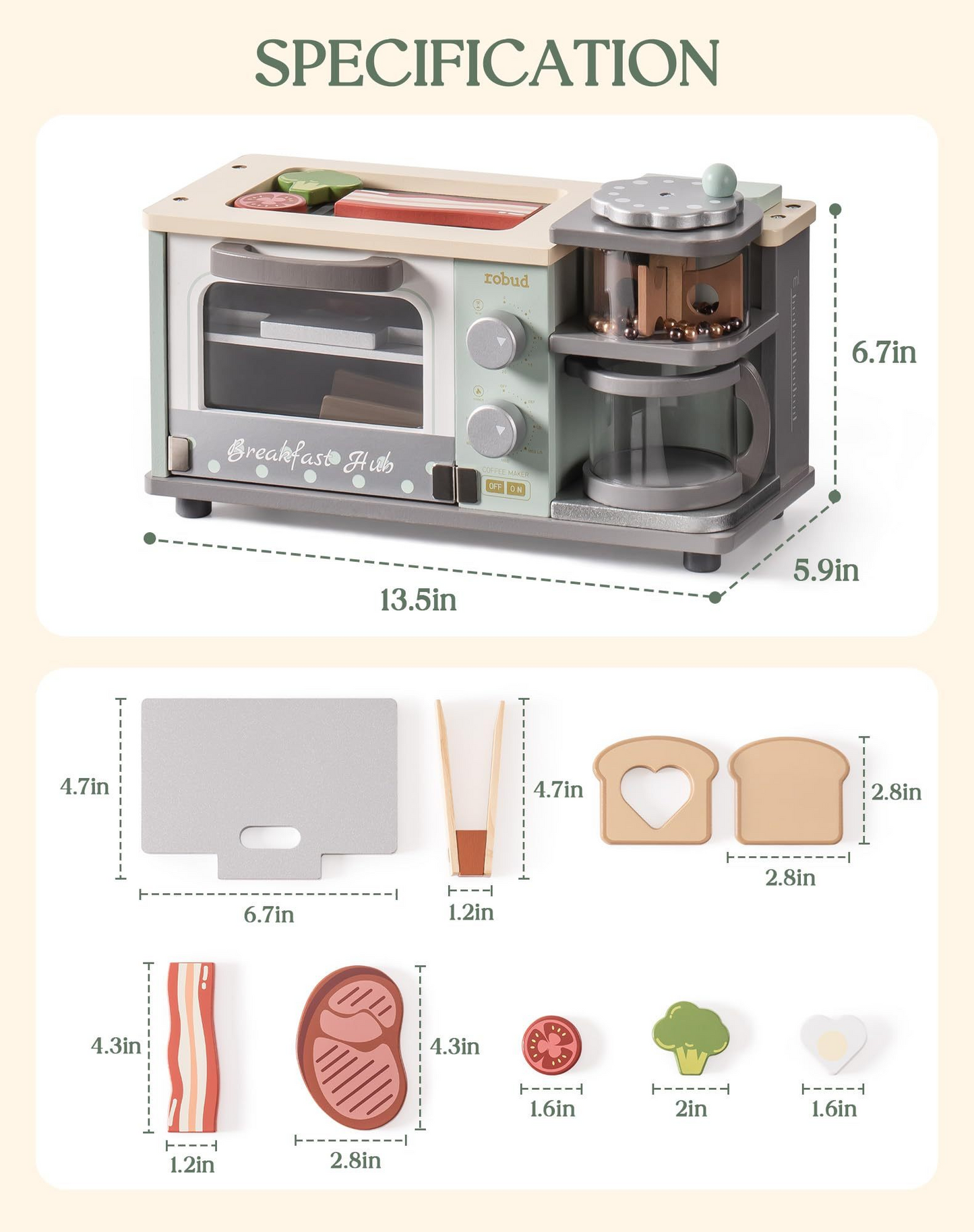 Wooden Breakfast Set - Mint Green