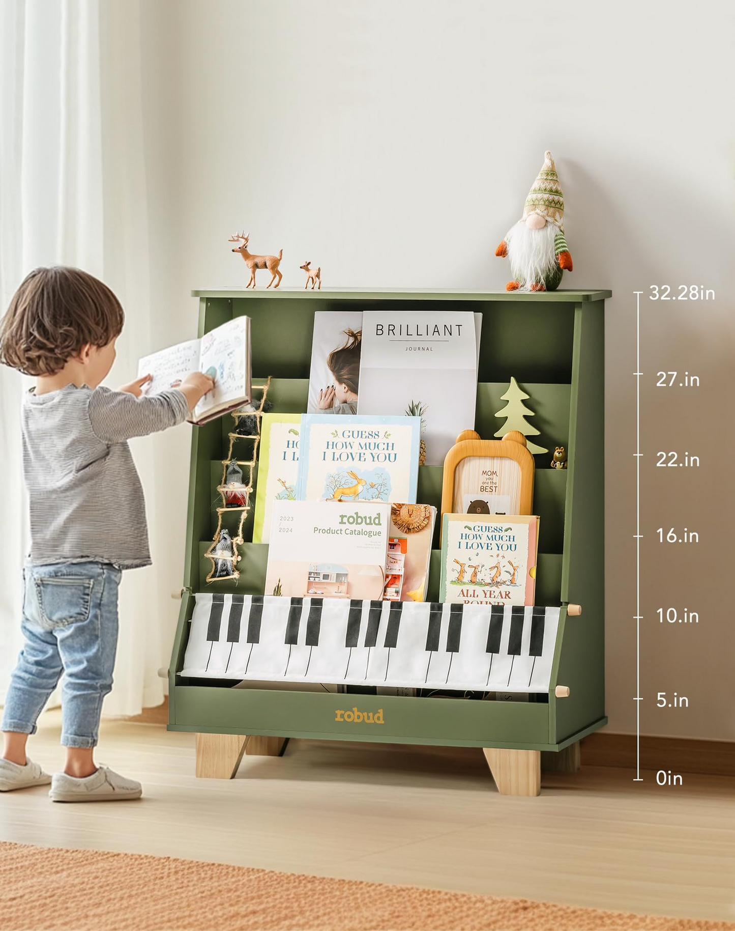 Wooden Kids Bookshelf - Piano