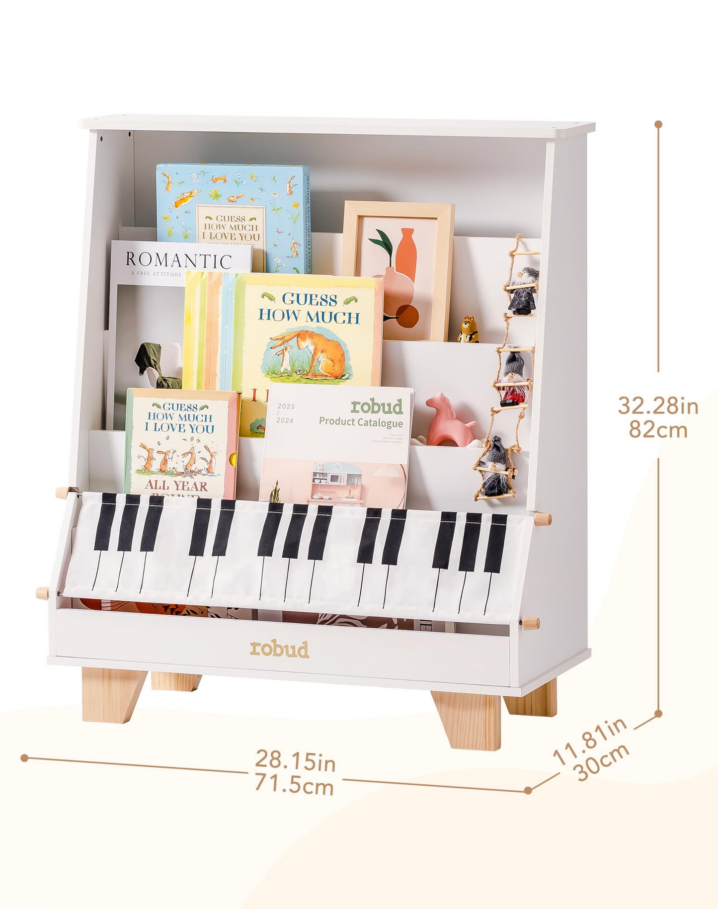 Wooden Kids Bookshelf - Piano