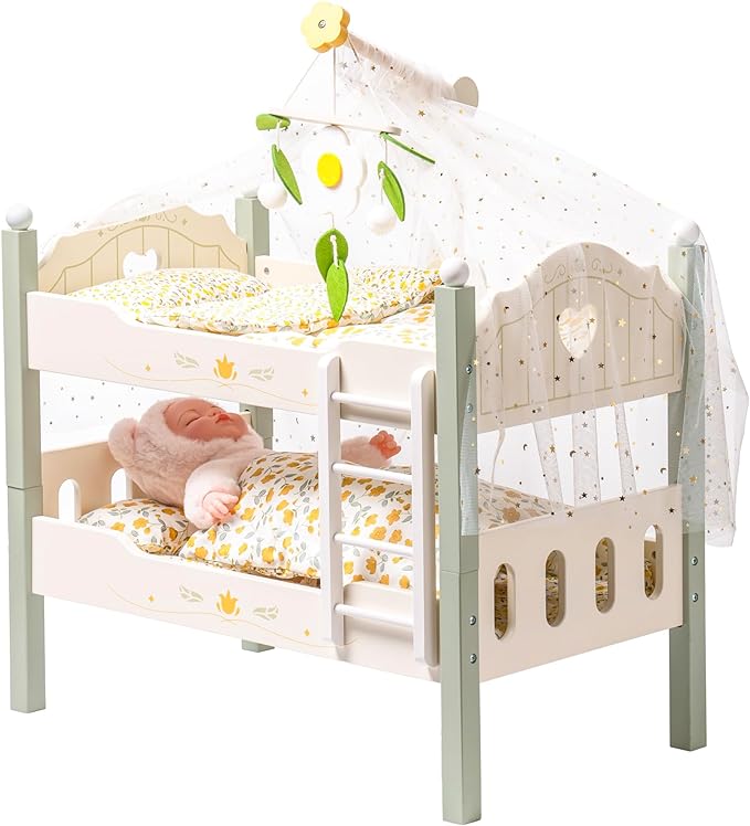 2in1 Doll Bunk Bed, Single Beds | Green - Oliver Ruffus