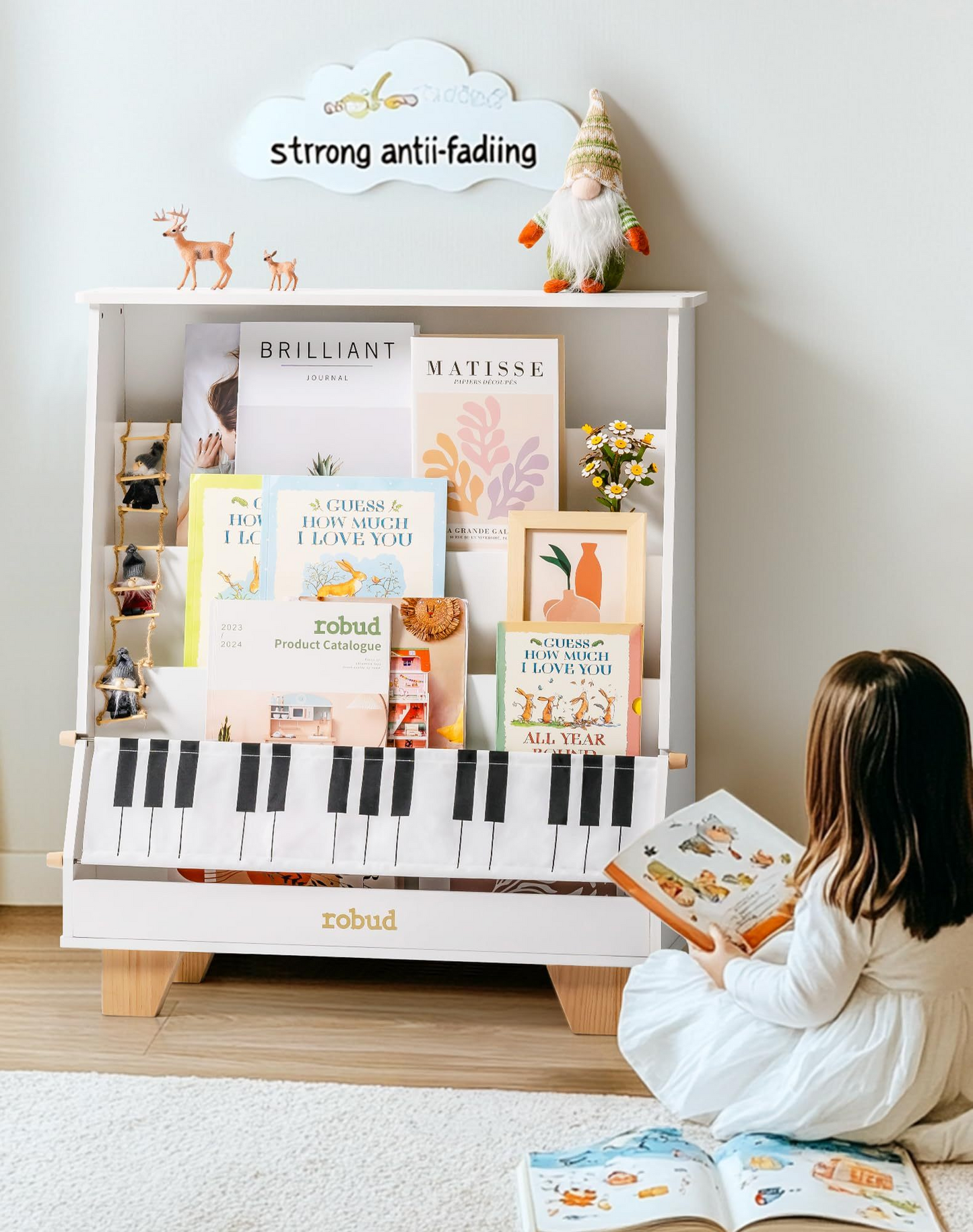 Wooden Kids Bookshelf - Piano