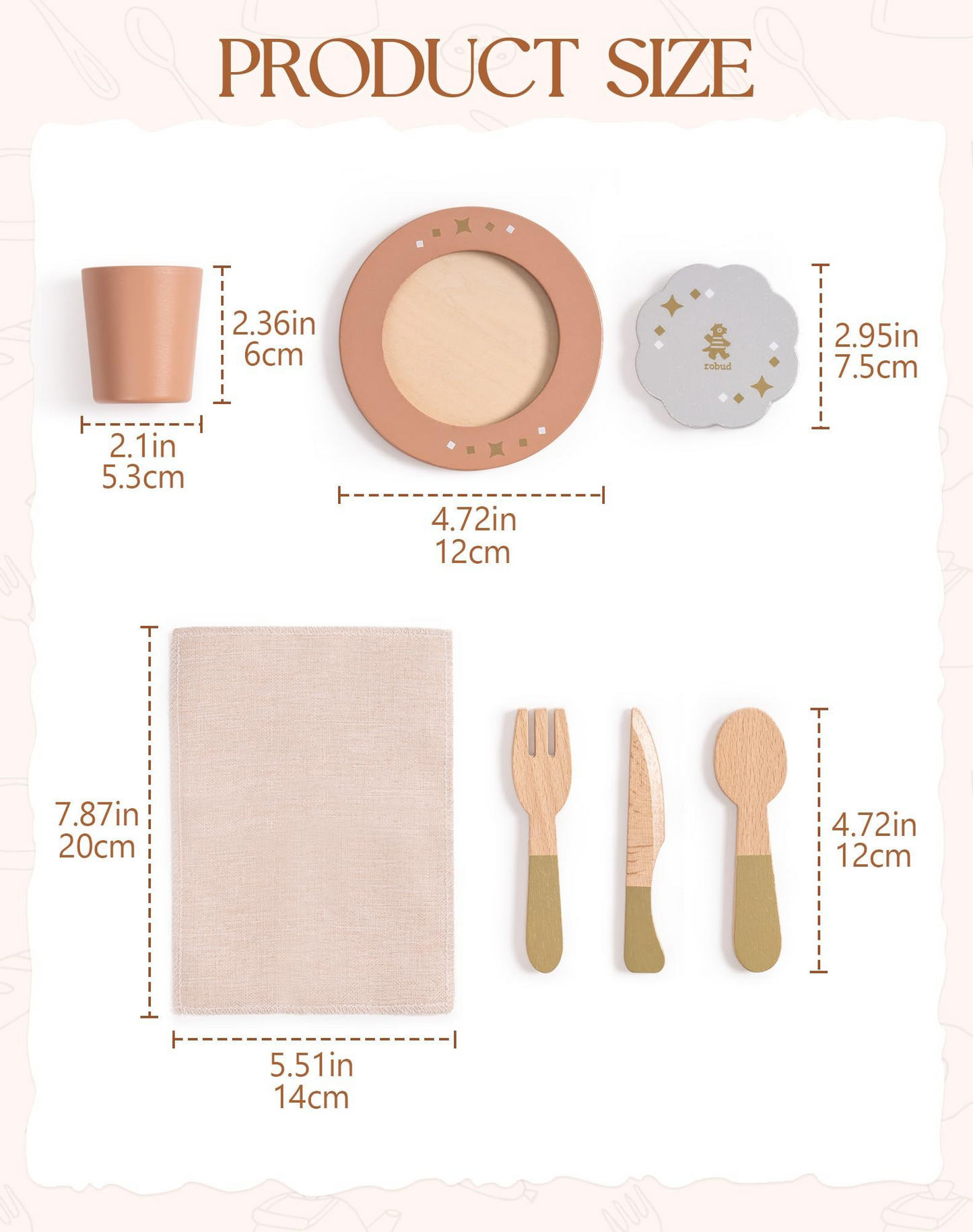 Wooden Play Dishes Set | 4 settings