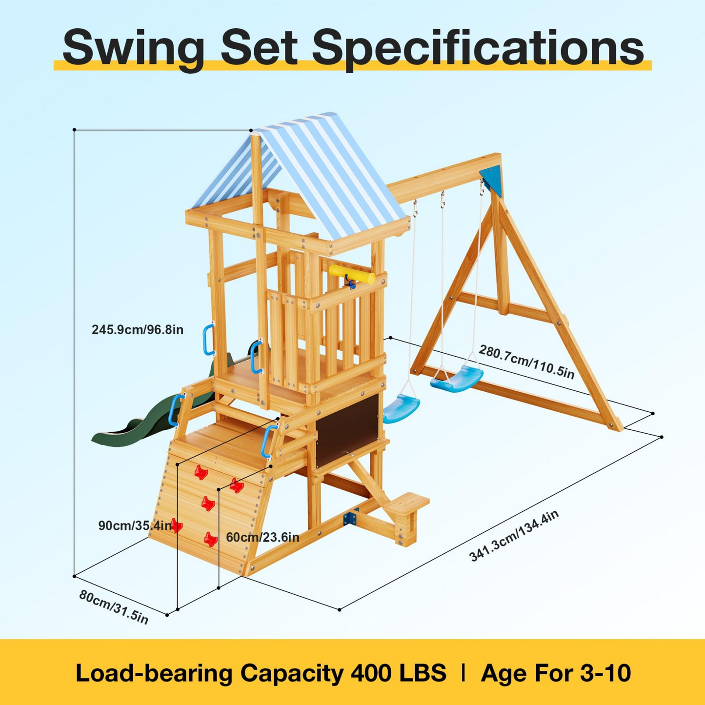 ROBUD Swing Set with 2 Swings