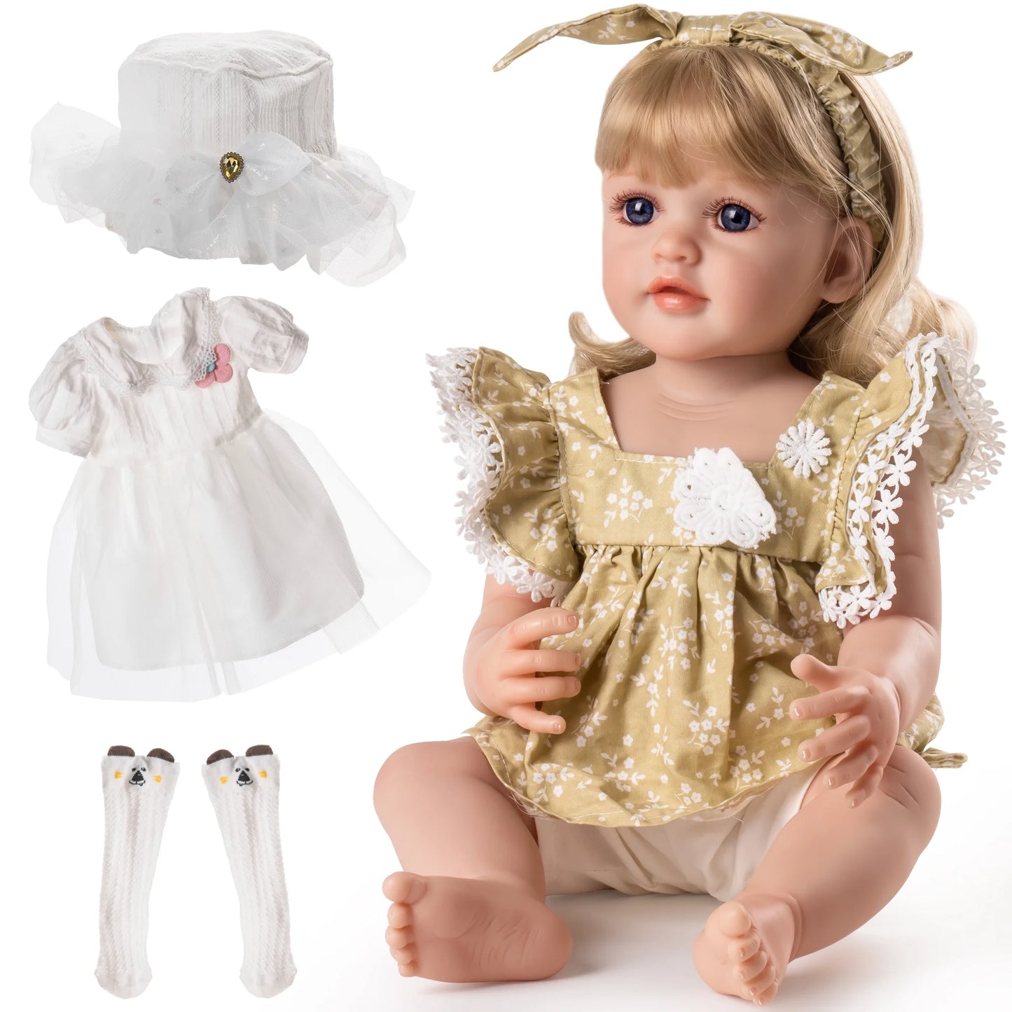 Lifelike Baby Doll 22" with Two Outfits - Oliver Ruffus