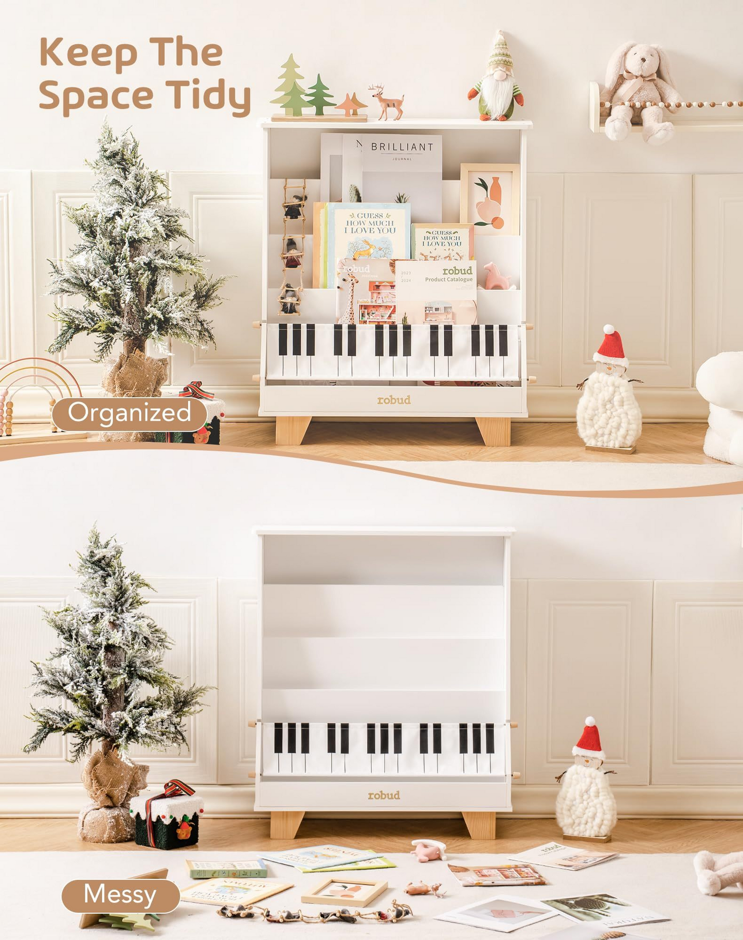 Wooden Kids Bookshelf - Piano