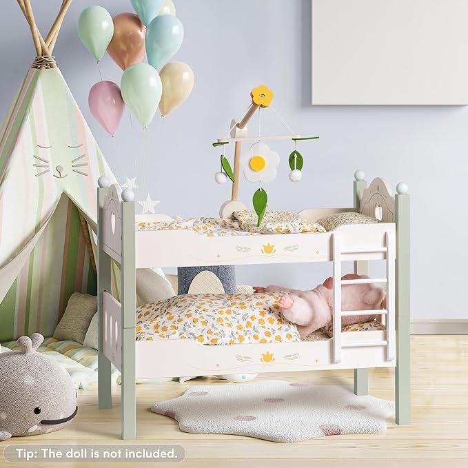 2in1 Doll Bunk Bed, Single Beds | Green - Oliver Ruffus