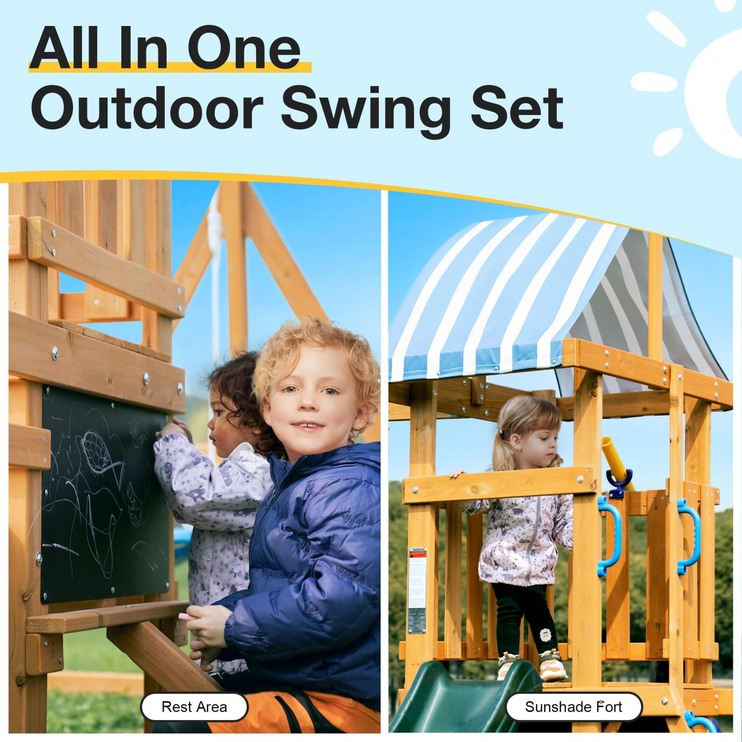 ROBUD Swing Set with 2 Swings