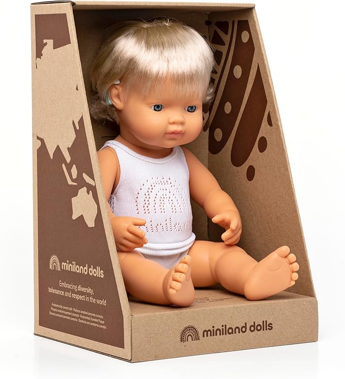 Baby Doll Caucasian Girl with hearing device 15''