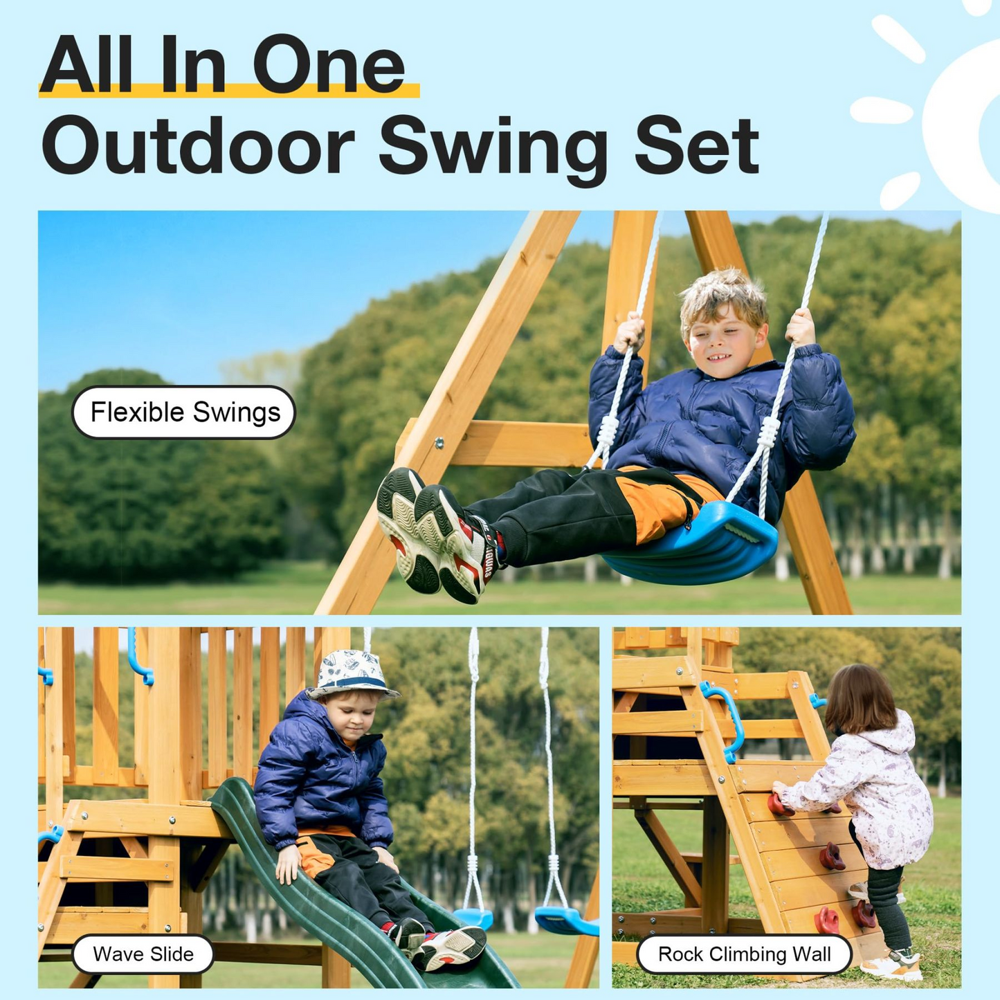 ROBUD Swing Set with 2 Swings