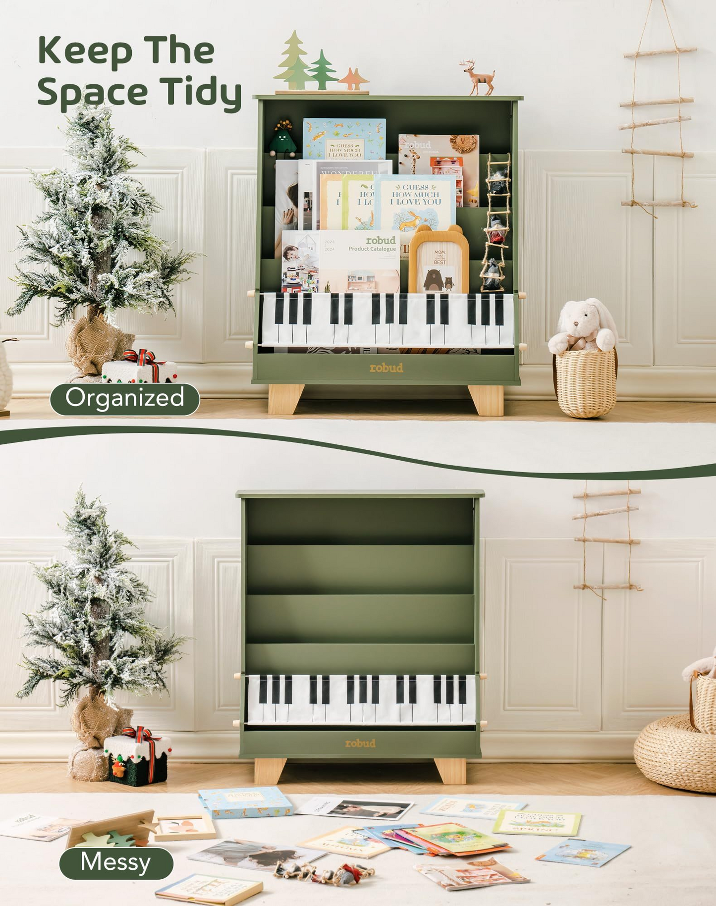 Wooden Kids Bookshelf - Piano