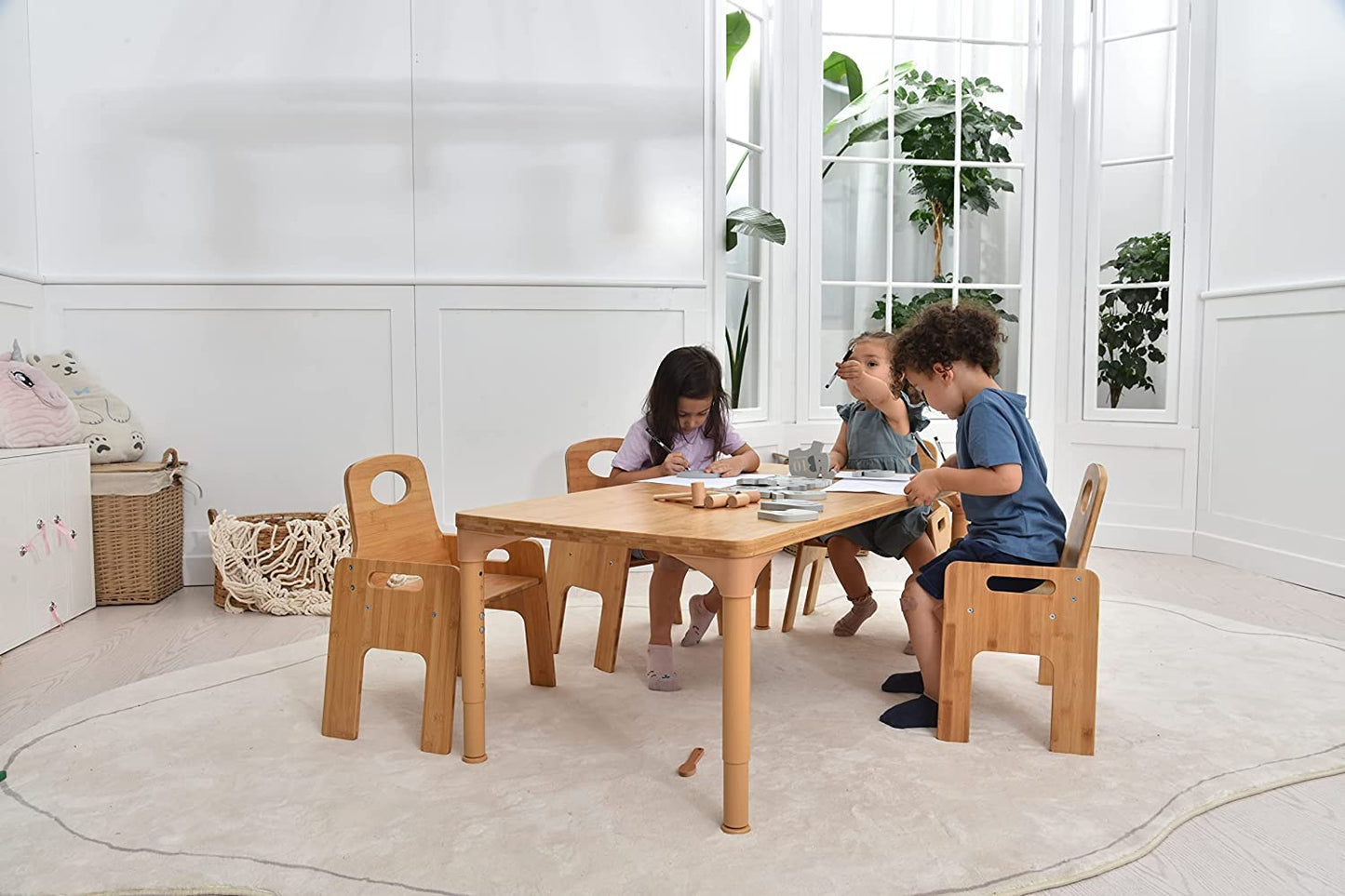 Adrian - Bamboo Toddler Table and Chair 5 Piece Set