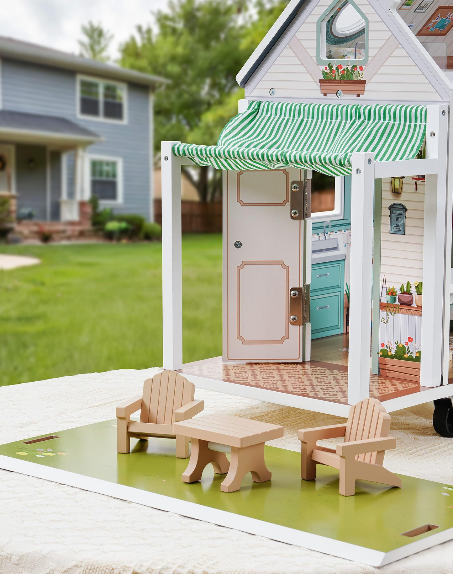 Wooden Realistic Tiny Home Camper Van Dollhouse