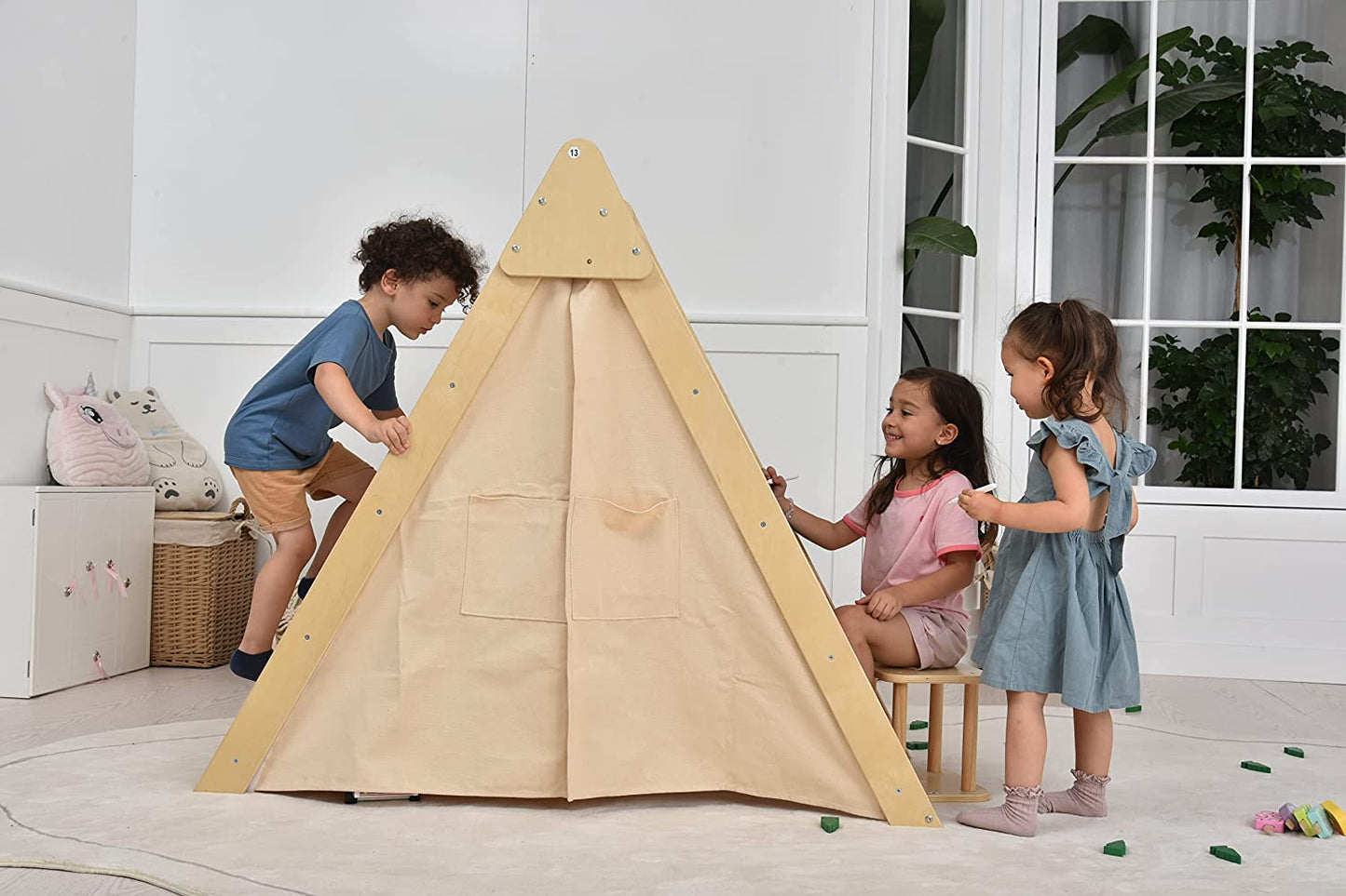 Oak - Wood Learning Tent and Climber with Desk and Chair