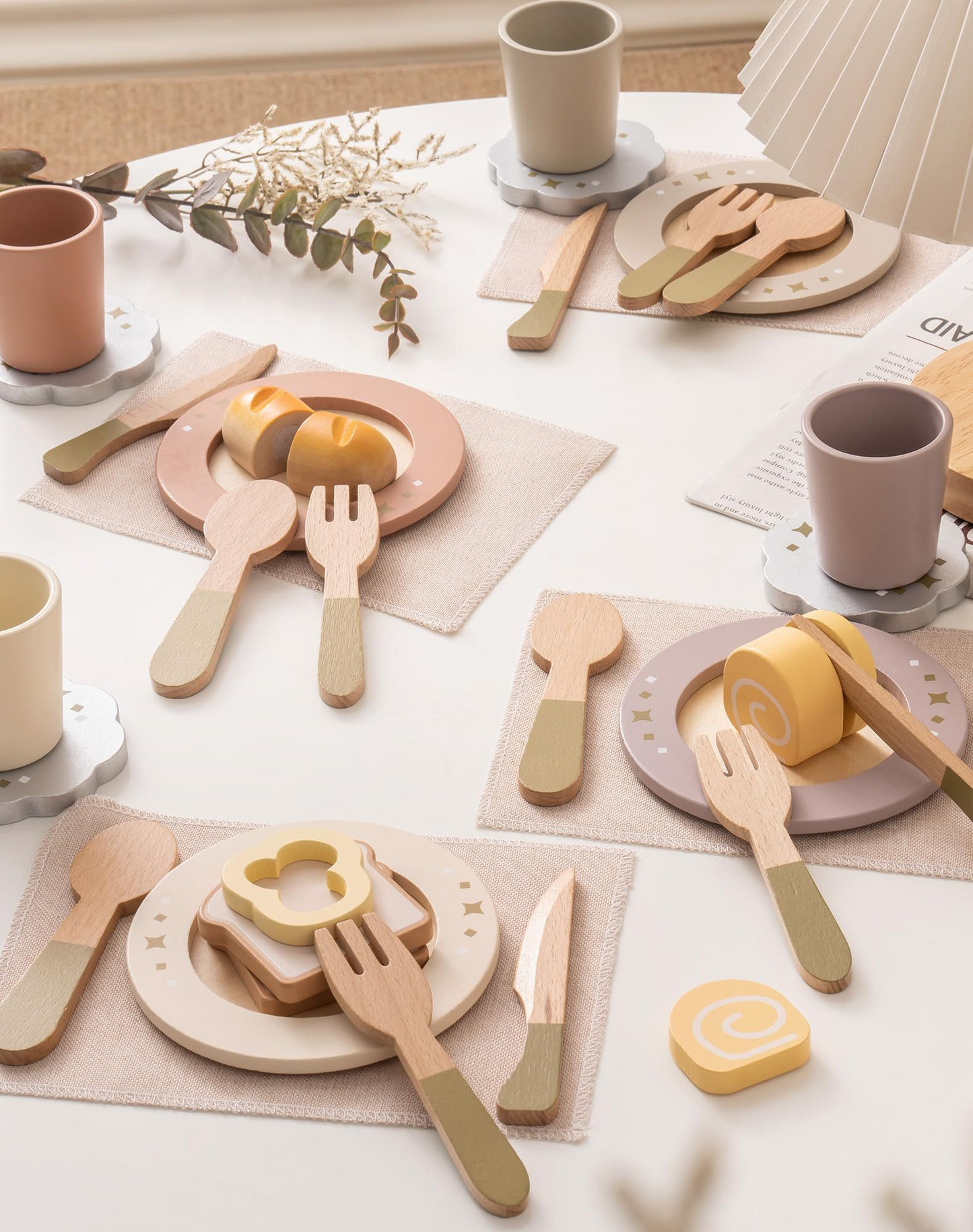 Wooden Play Dishes Set | 4 settings